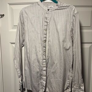 Zara Men's Gray Striped Casual Shirt